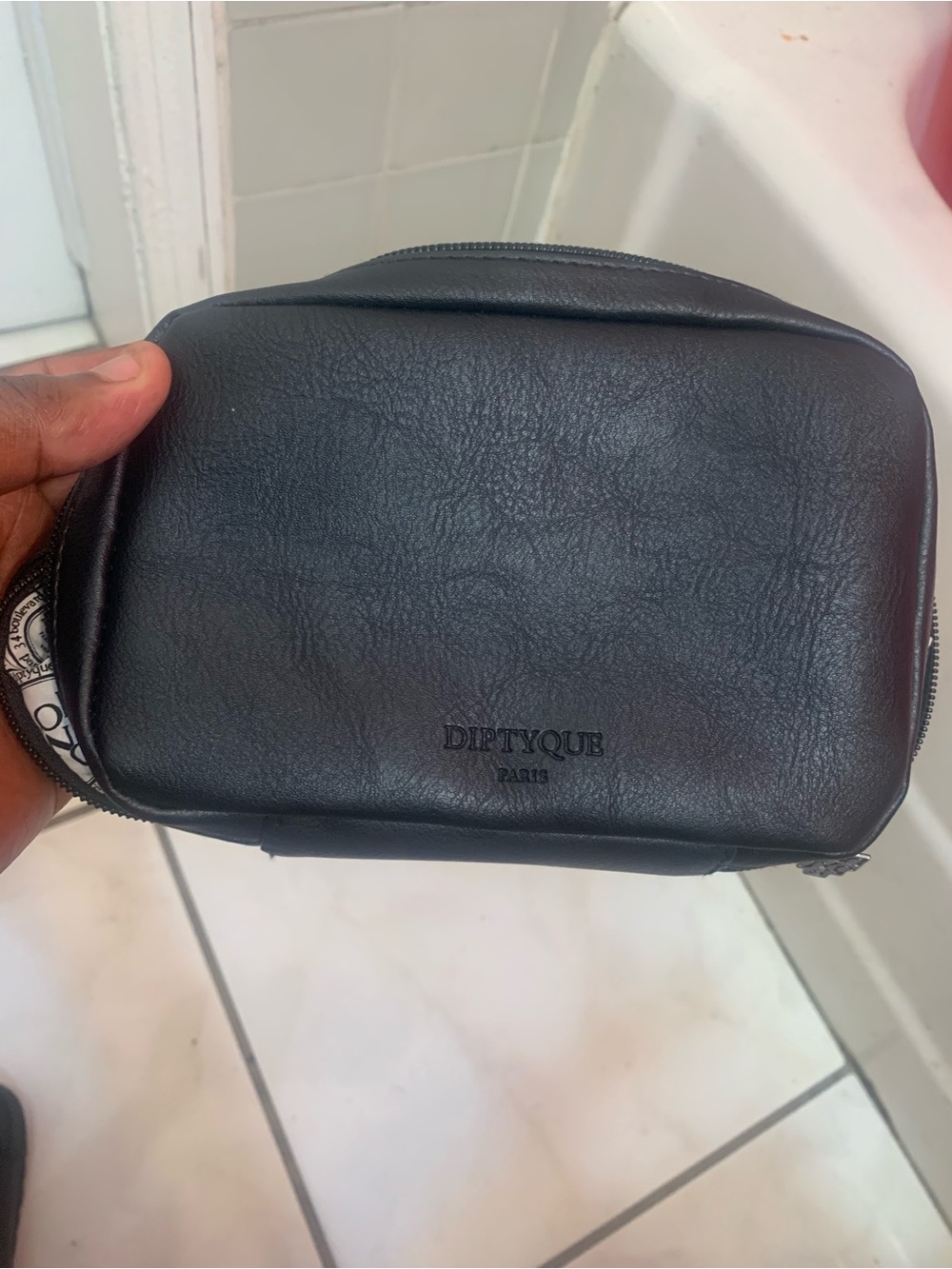 diptyque Black Leather Travel Toiletry Case